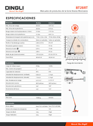 Plataformas telescópicas de ruedas Dingli BT28RT