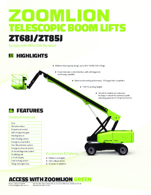 Plataformas telescópicas de ruedas Zoomlion ZT85J