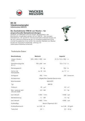 Apisonadores a gasolina y diesel Wacker Neuson BS30