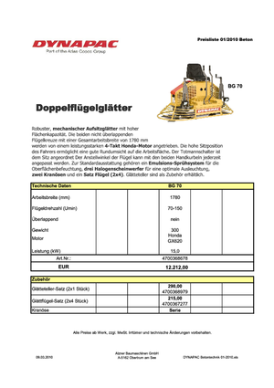 Gunitadoras dobles con asiento Dynapac BG 70