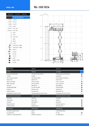 Plataformas de tijeras de ruedas Holland-Lift HL 160 D 24 4WD/P/N