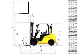 Hyundai 45 D 9 A Dimensiones y tamaño