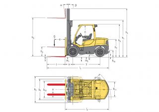 Hyster H4.5FT 6 Dimensiones y tamaño