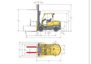 Hyster H5.0FT Dimensiones y tamaño