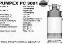 Bombas de aguas residuales Pumpex PC 3001 N