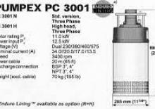 Bombas de aguas residuales Pumpex PC 3001 V